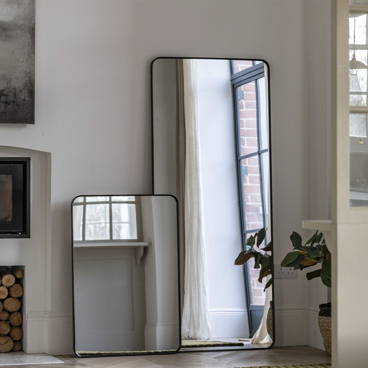 Gallery Direct Holworth Leaner Mirror Black 700x35x1700