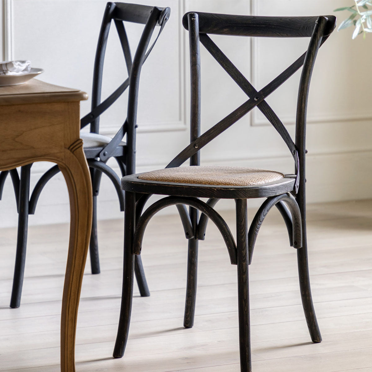 Gallery Direct Cafe Chair Black/Rattan (2pk)