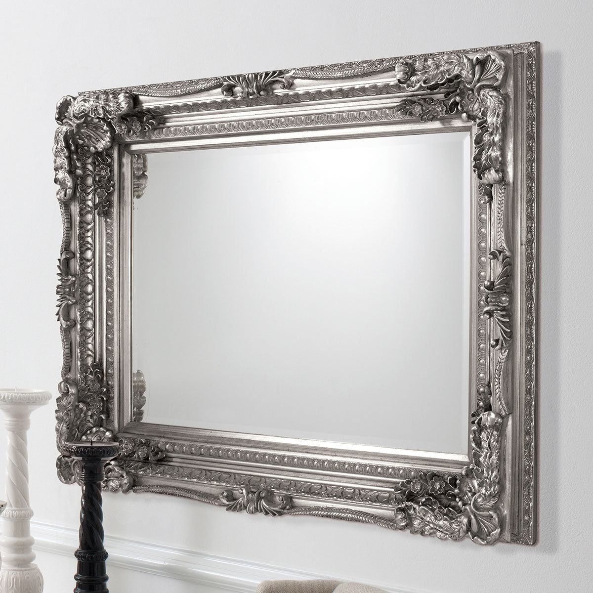 Gallery Direct Carved Louis Mirror Silver 1190x890mm