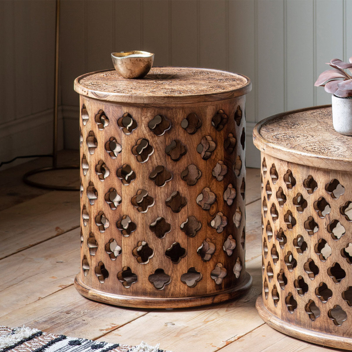Gallery Direct Jaipur Side Table Natural 460x460x560mm