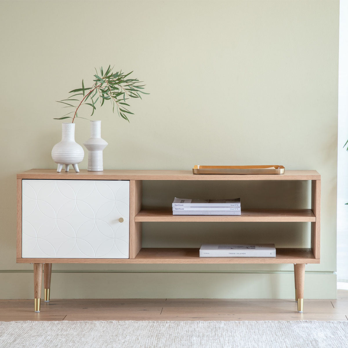 Gallery Direct Newbury Media Unit Oak White 1200x400x550mm