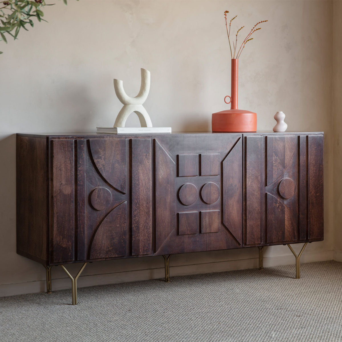 Gallery Direct Stonecroft 3 Door Sideboard 1600x450x800mm