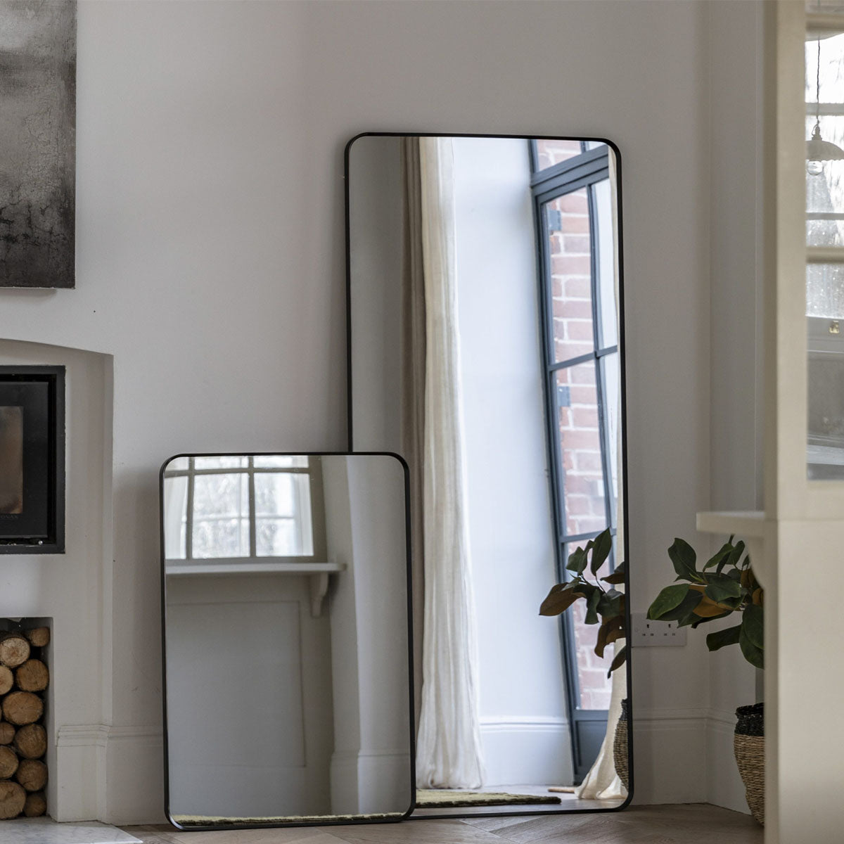 Gallery Direct Holworth Rectangle Mirror Black 600x35x900mm