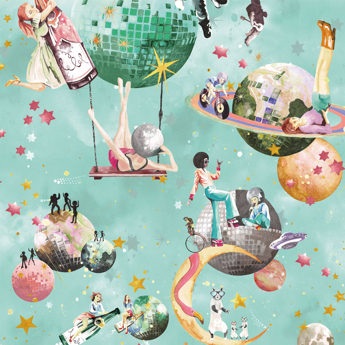 Brand McKenzie Cosmic Groove Wallpaper - Aquamarine