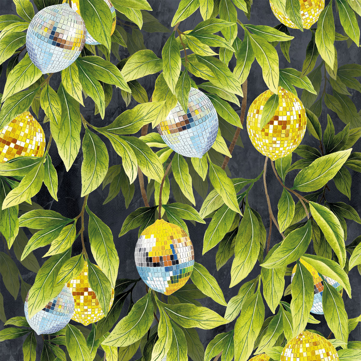 Brand McKenzie Disco Lemons Wallpaper - Slate