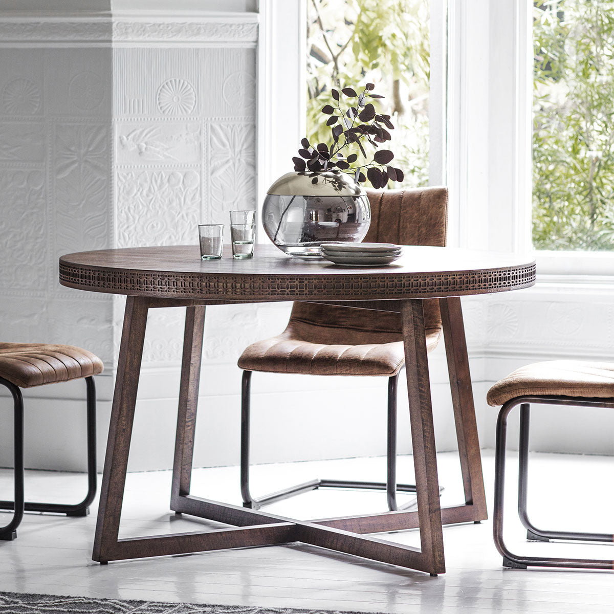 Gallery Direct Boho Retreat Round Dining Table 1200x1200x750mm