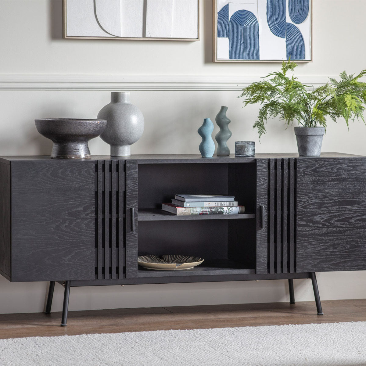 Gallery Direct Holsen Sideboard Black 1600x420x700mm