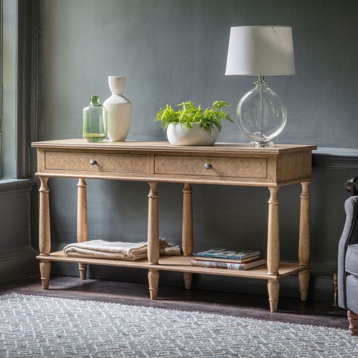 Gallery Direct Mustique 2 Drawer Console Table 1500x450x800mm