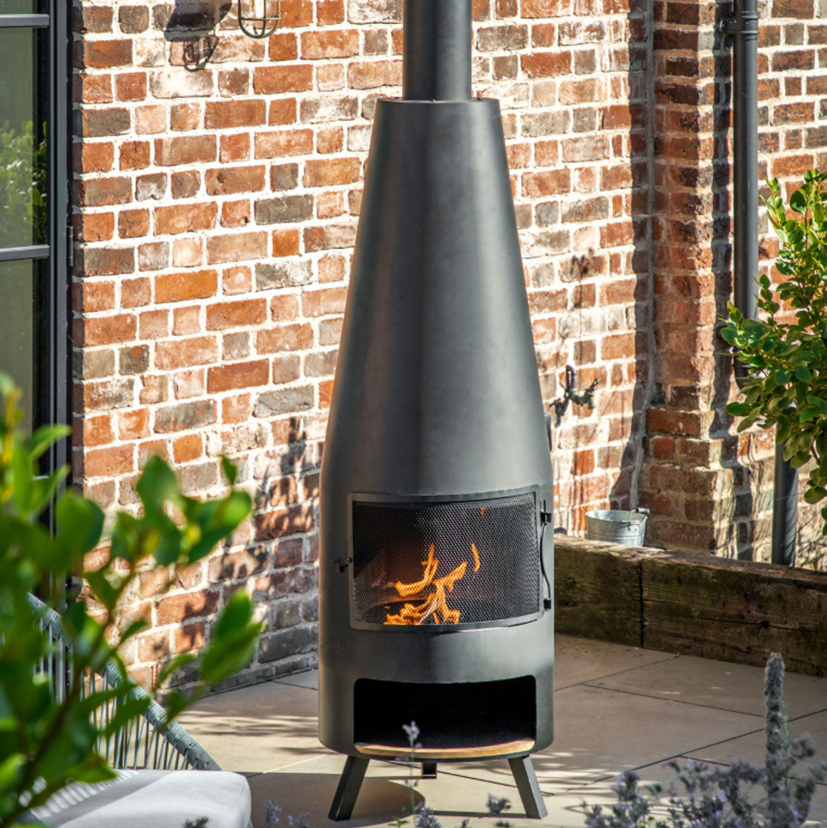 Gallery Direct Foligno Chiminea with Pizza Shelf 500x500x1865mm