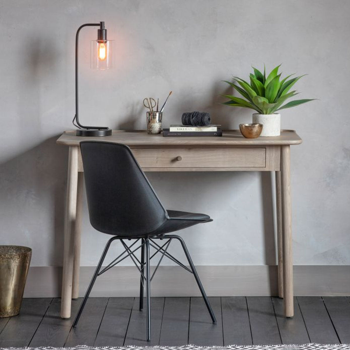 Gallery Direct Kingham 1 Drawer Desk Grey 1100x500x800mm