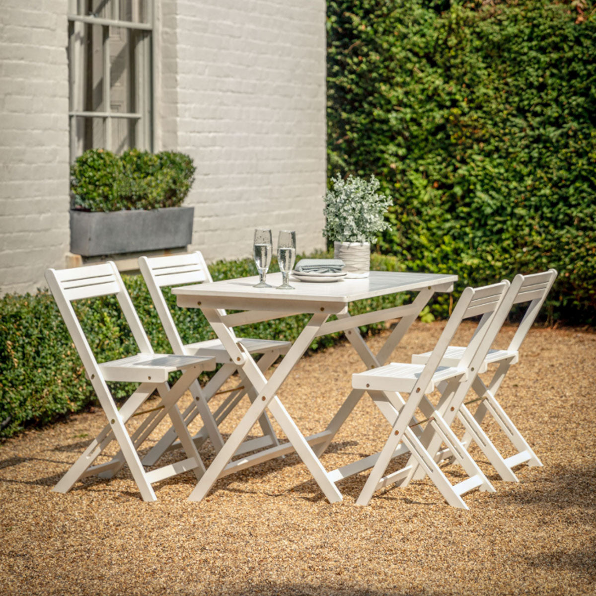 Gallery Direct Lindos White Folding Dining Set