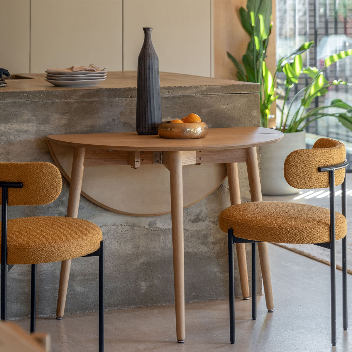 Gallery Direct Hatfield Flding Dning Tble Natural 1000x1000x750mm