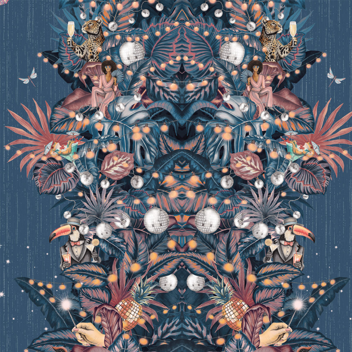 Brand McKenzie Paradise Party Wallpaper - Blueberry Rose