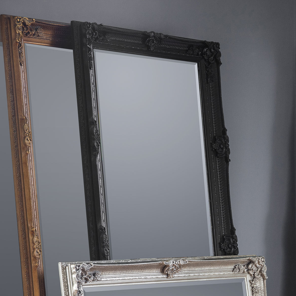 Gallery Direct Abbey Leaner Mirror Black 1650x795mm
