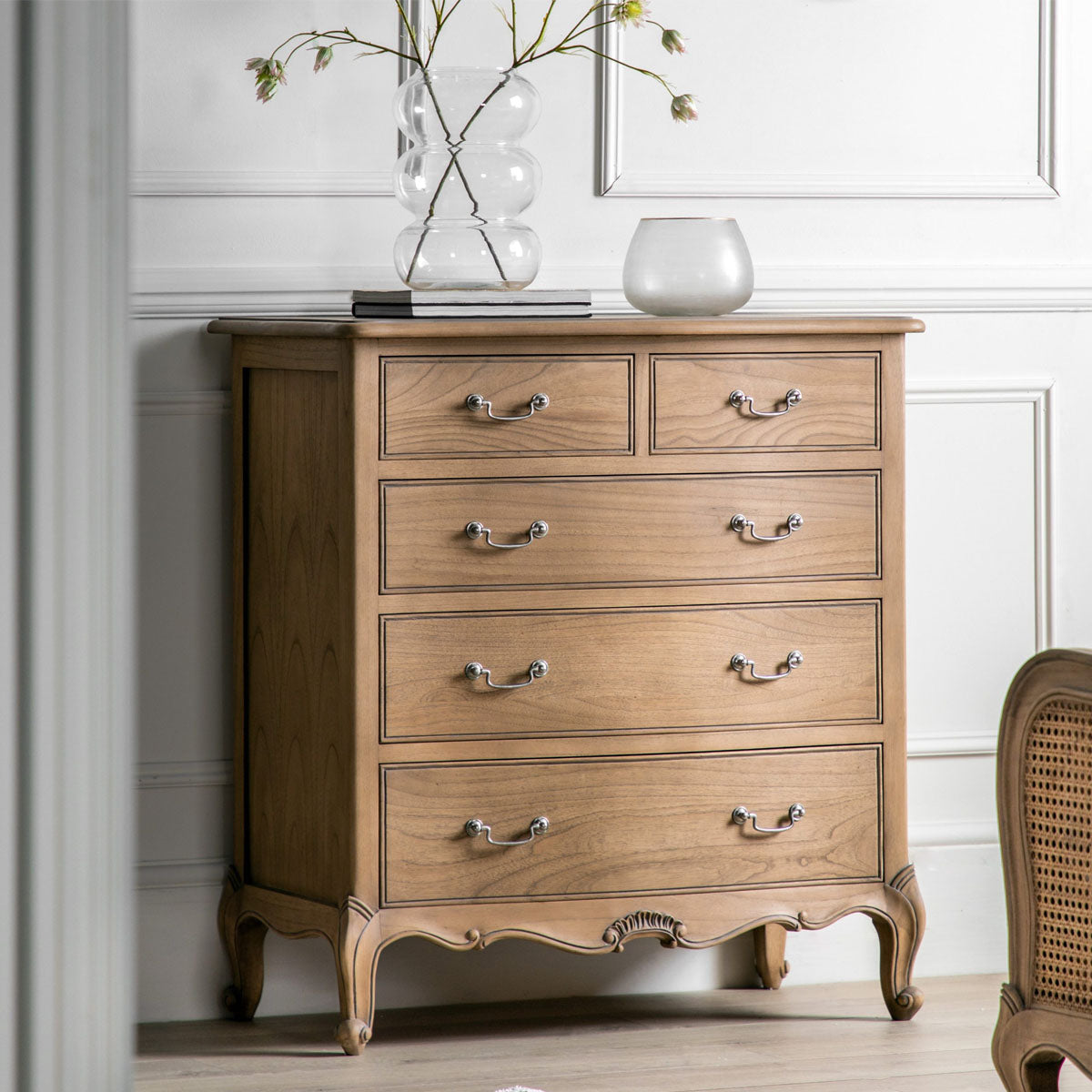Gallery Direct Chic 5 Drawer Chest Weathered 900x500x980mm
