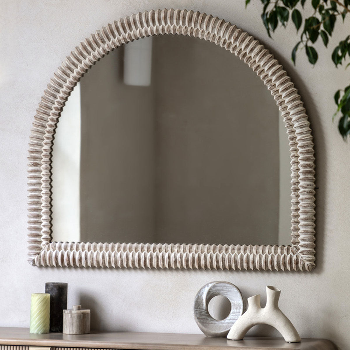 Gallery Direct Pimlico Arch Overmantle White Wash 1200x1000mm