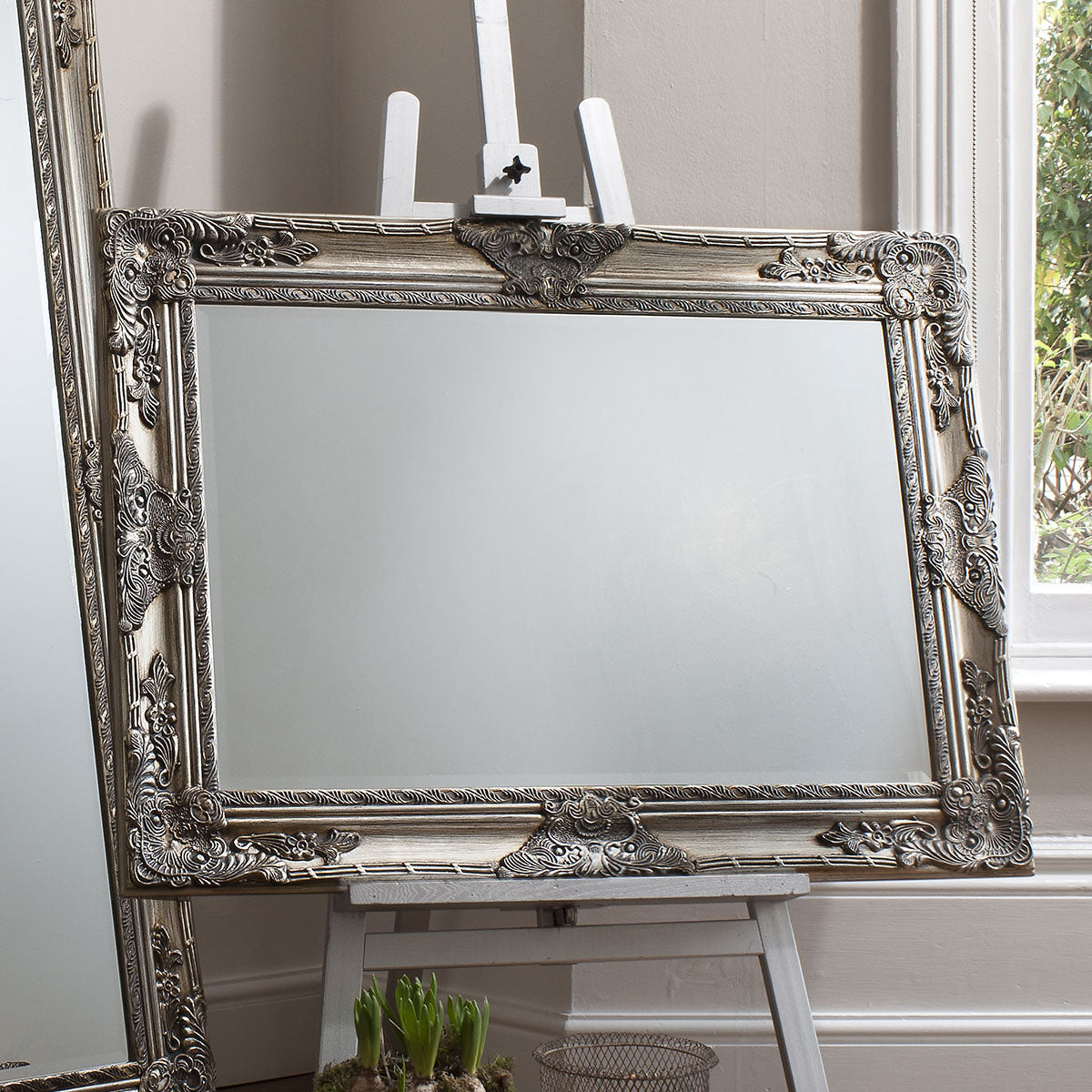 Gallery Direct Hampshire Rectangle Mirror Ant Silver 1130x830mm