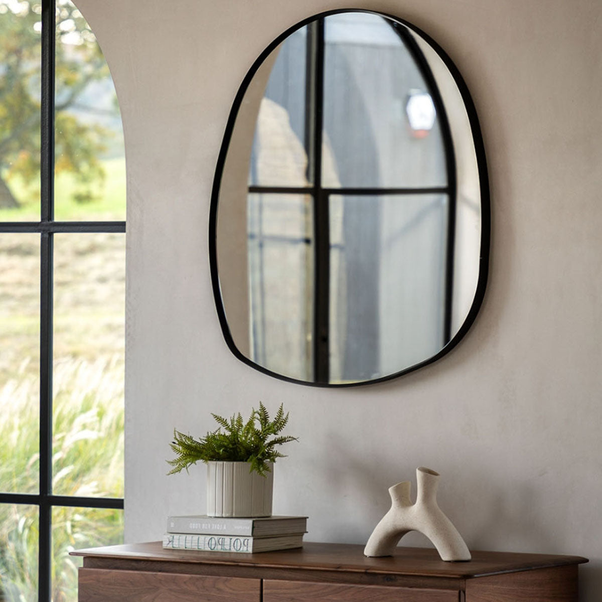 Gallery Direct Holworth Pebble Mirror Black 700x900mm