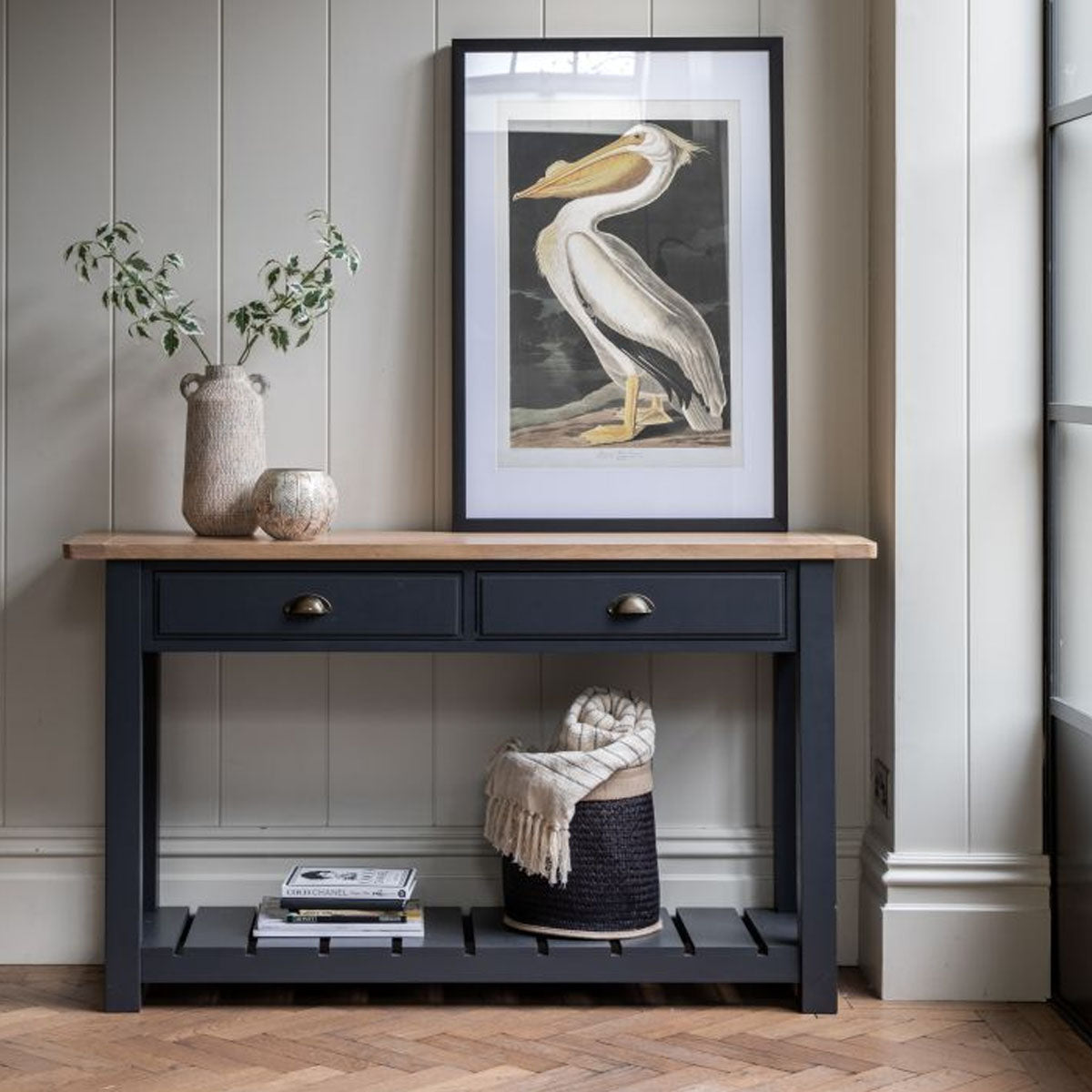 Gallery Direct Eton 2 Drawer Console Meteor 1400x380x800mm