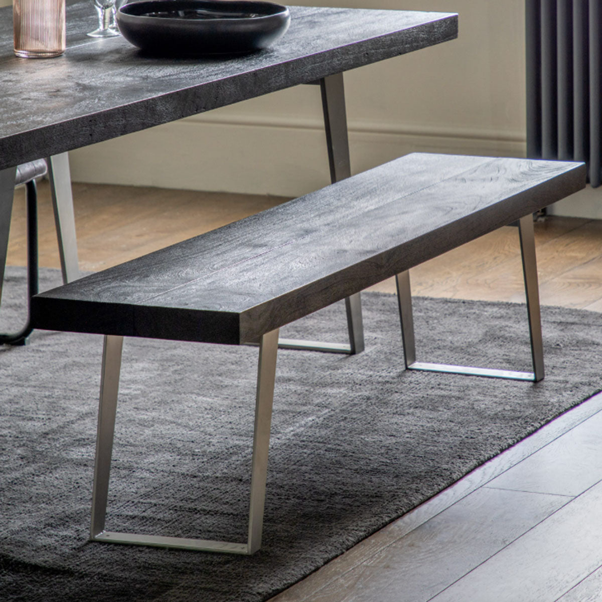 Gallery Direct Newington Dining Bench Black 1800xx400x450mm