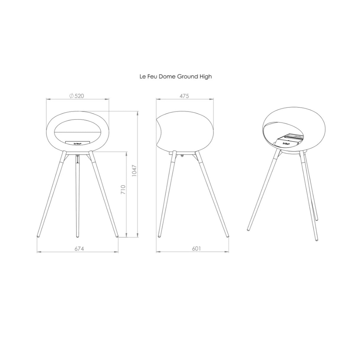 Le Feu Ground Wood High - Chromed Silver