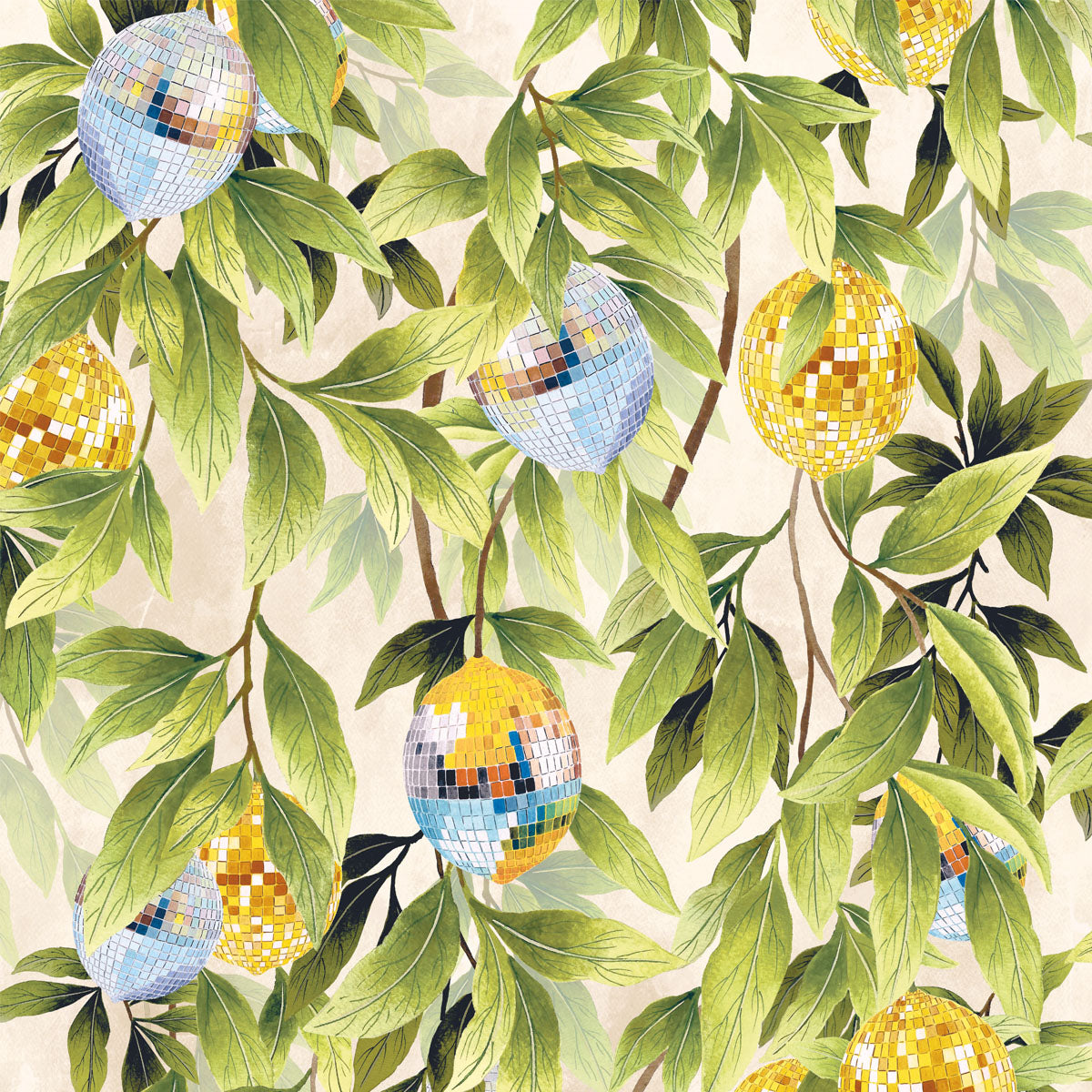 Brand McKenzie Disco Lemons Wallpaper - Cotton