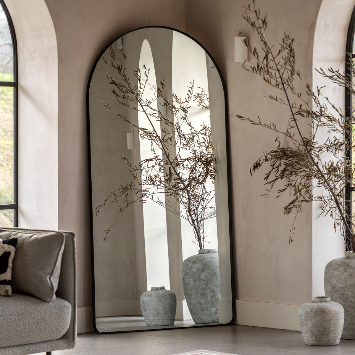 Gallery Direct Holworth Arch Mirror Black 900x35x1800mm