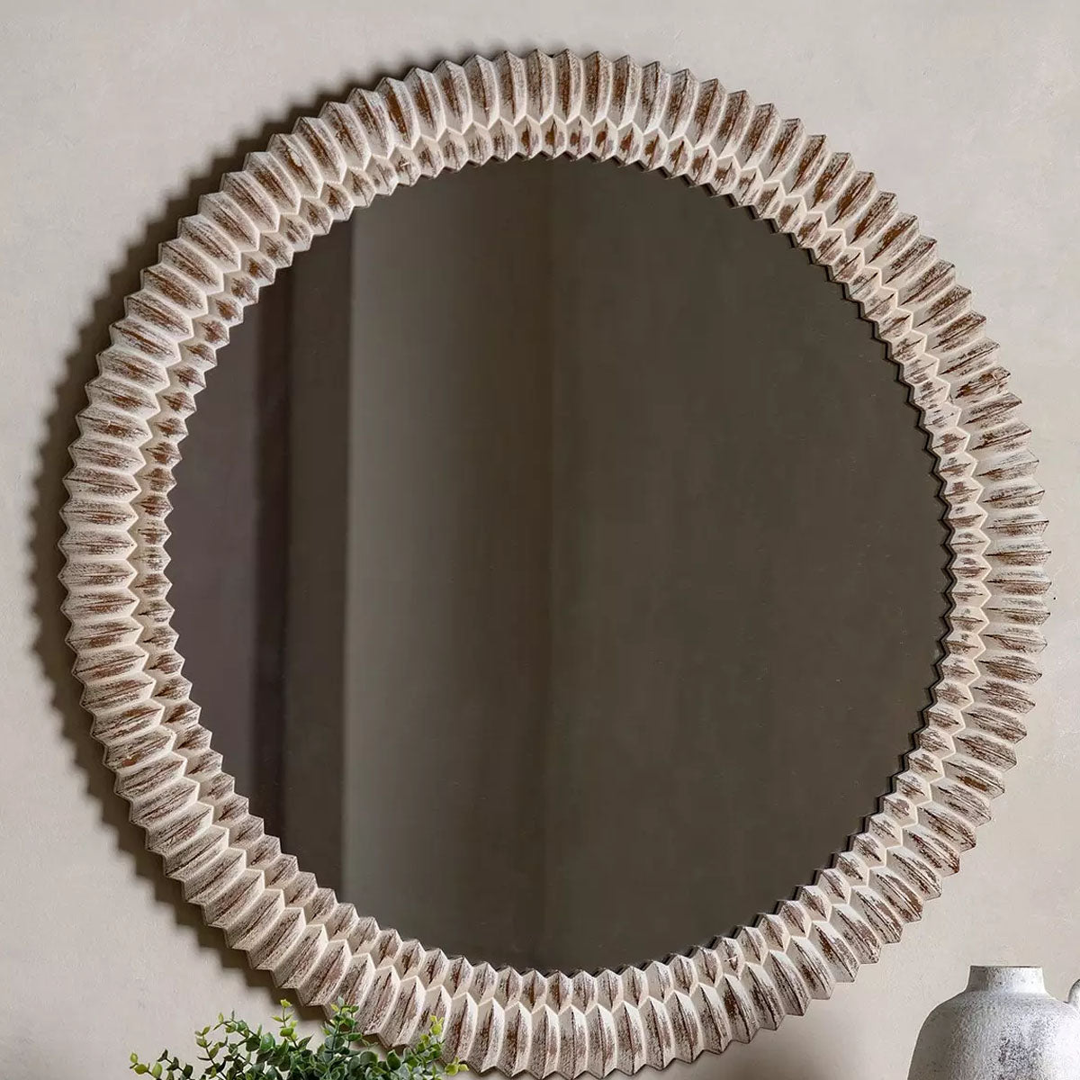 Gallery Direct Pimlico Round Mirror White Wash 900mm
