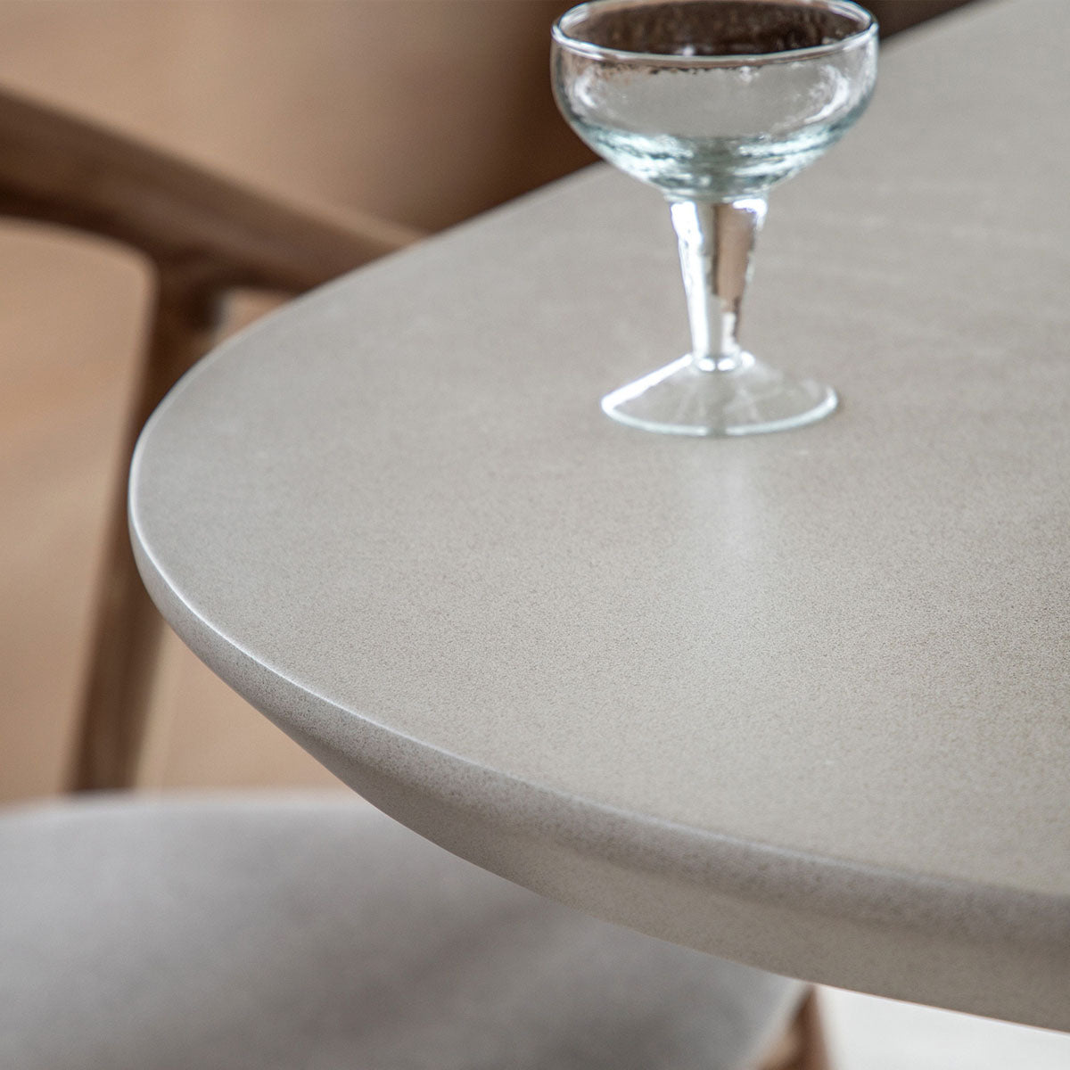 Gallery Direct Pedra Oval Dining Table Linen 2000x900x750mm