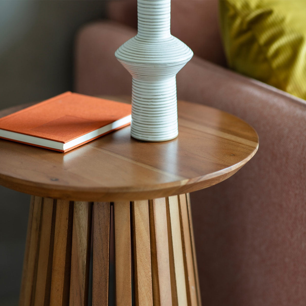Gallery Direct Brookland Slatted Side Table 400x400x600mm