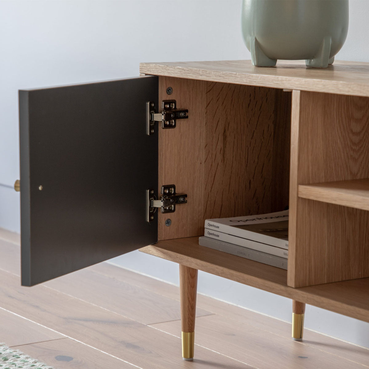 Gallery Direct Newbury Media Unit Oak Grey 1200x400x550mm