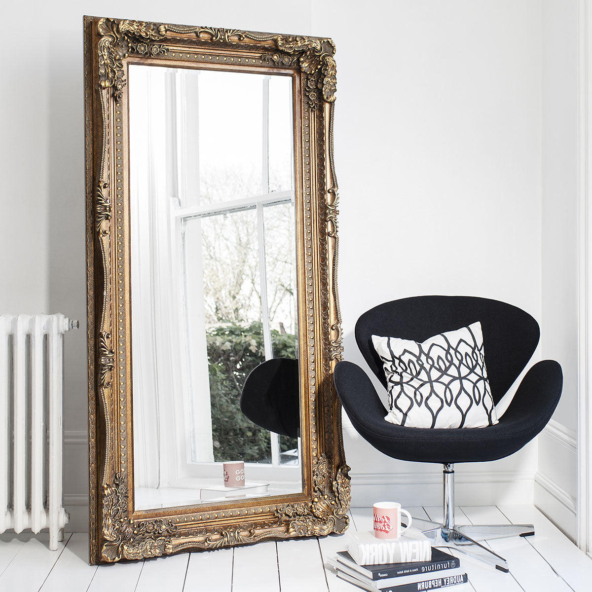 Gallery Direct Carved Louis Leaner Mirror Gold 1755x895mm