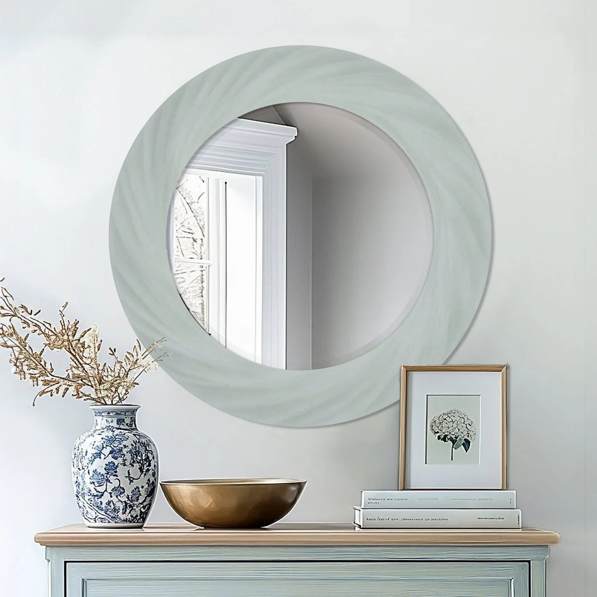Gallery Direct Barley Twist Mirror Soft Blue 700x30x700mm