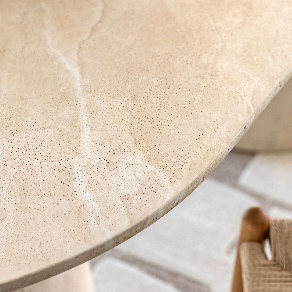 Gallery Direct Pedra Oval Dining Table Travertine 2000x900x760mm