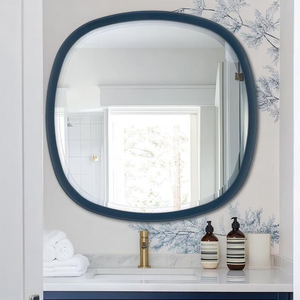 Gallery Direct Padstow Mirror Navy 600x40x600mm