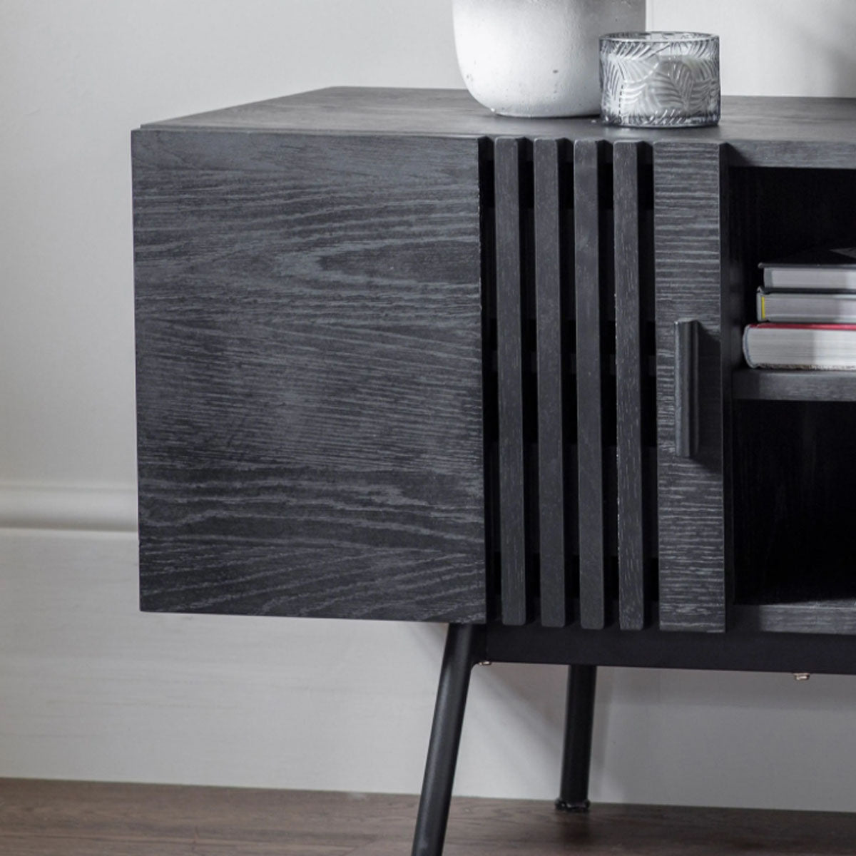 Gallery Direct Holsen Media Unit Black 1400x420x550mm