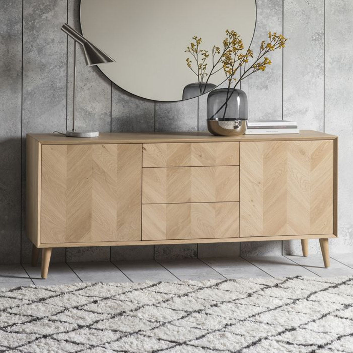 Gallery Direct Milano 2Dr/3Drwr Sideboard 1600x450x700mm