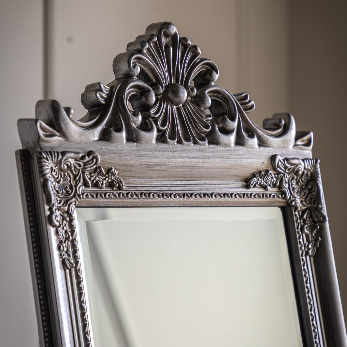 Gallery Direct Lambeth Wood Cheval Mirror Silver 1790x455mm