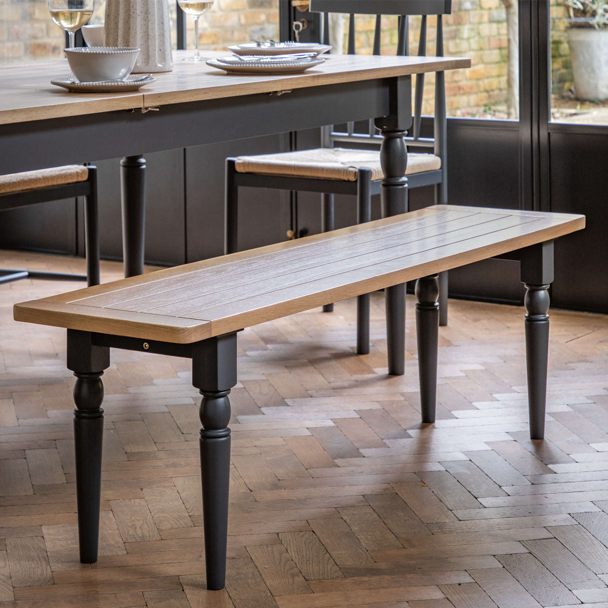 Gallery Direct Eton Dining Bench Meteor 1500x380x450mm