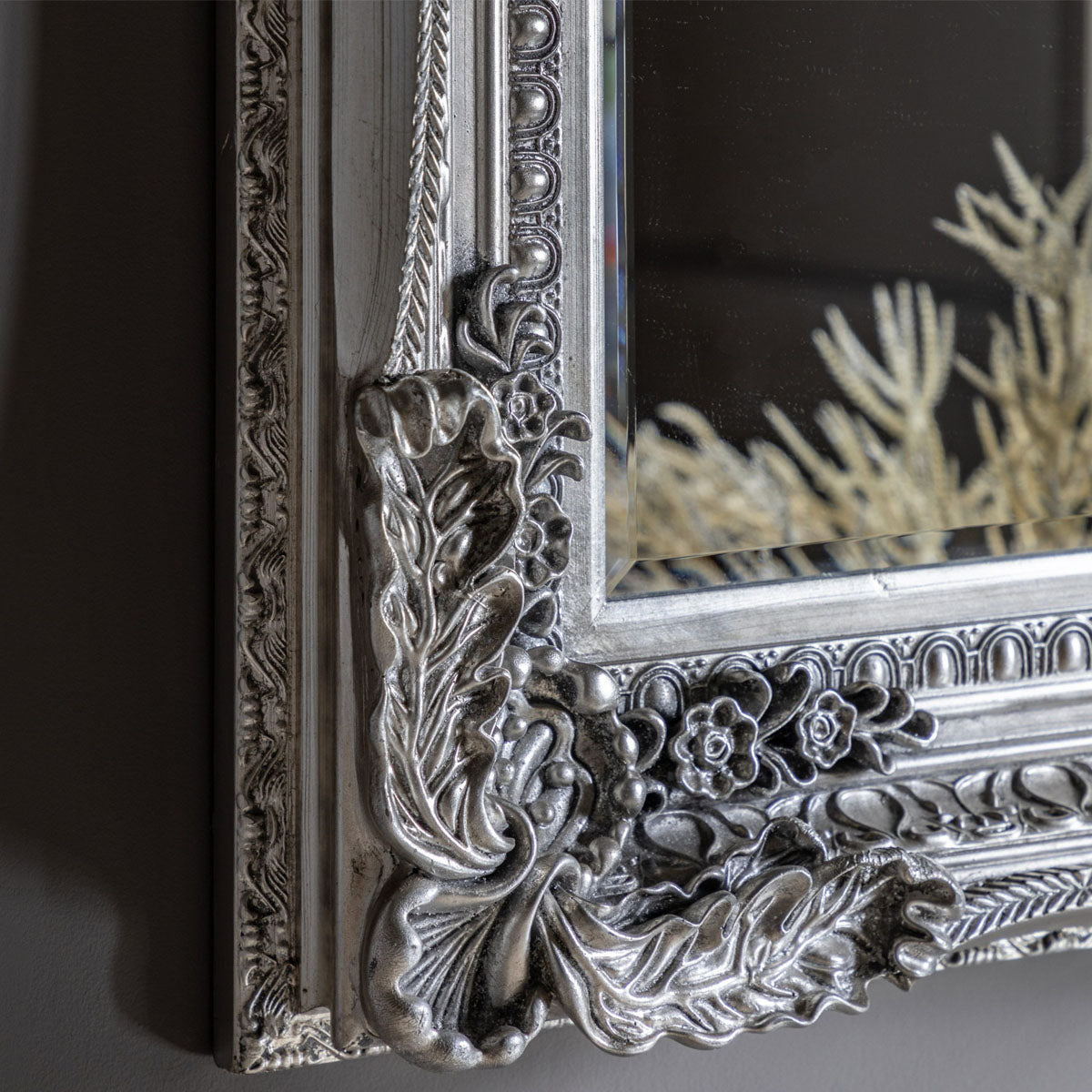 Gallery Direct Carved Louis Mirror Silver 1190x890mm