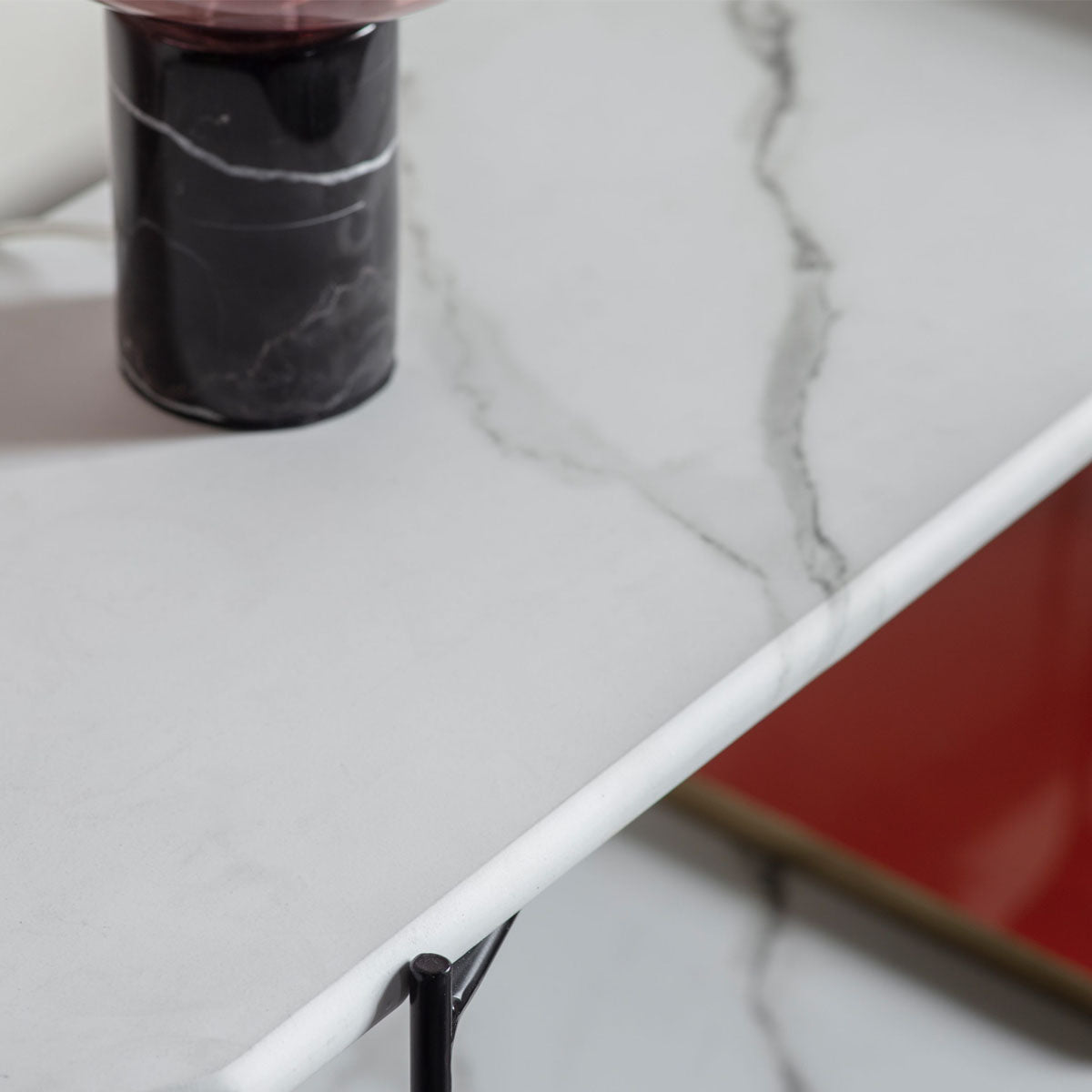 Gallery Direct Linford Console Table White Marble 1200x320x700mm