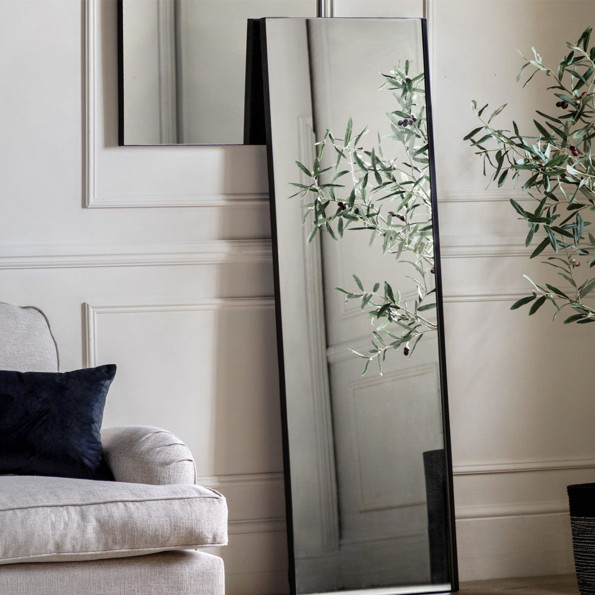 Gallery Direct Hurston Leaner Mirror Black 500x1700mm