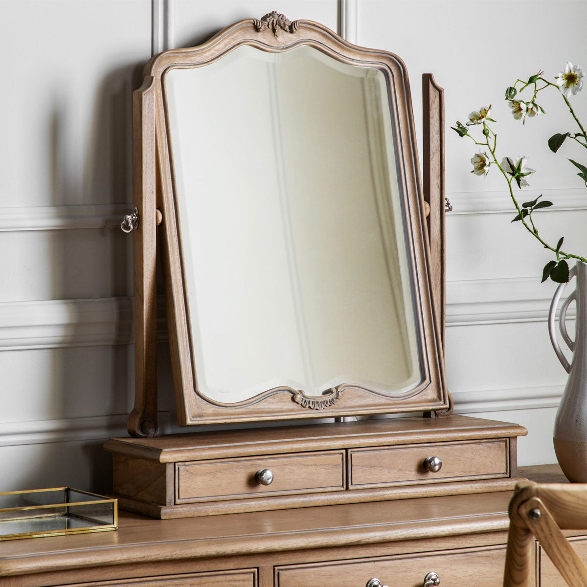 Gallery Direct Chic Dressing Table Mirror Weathered 600x180x730mm