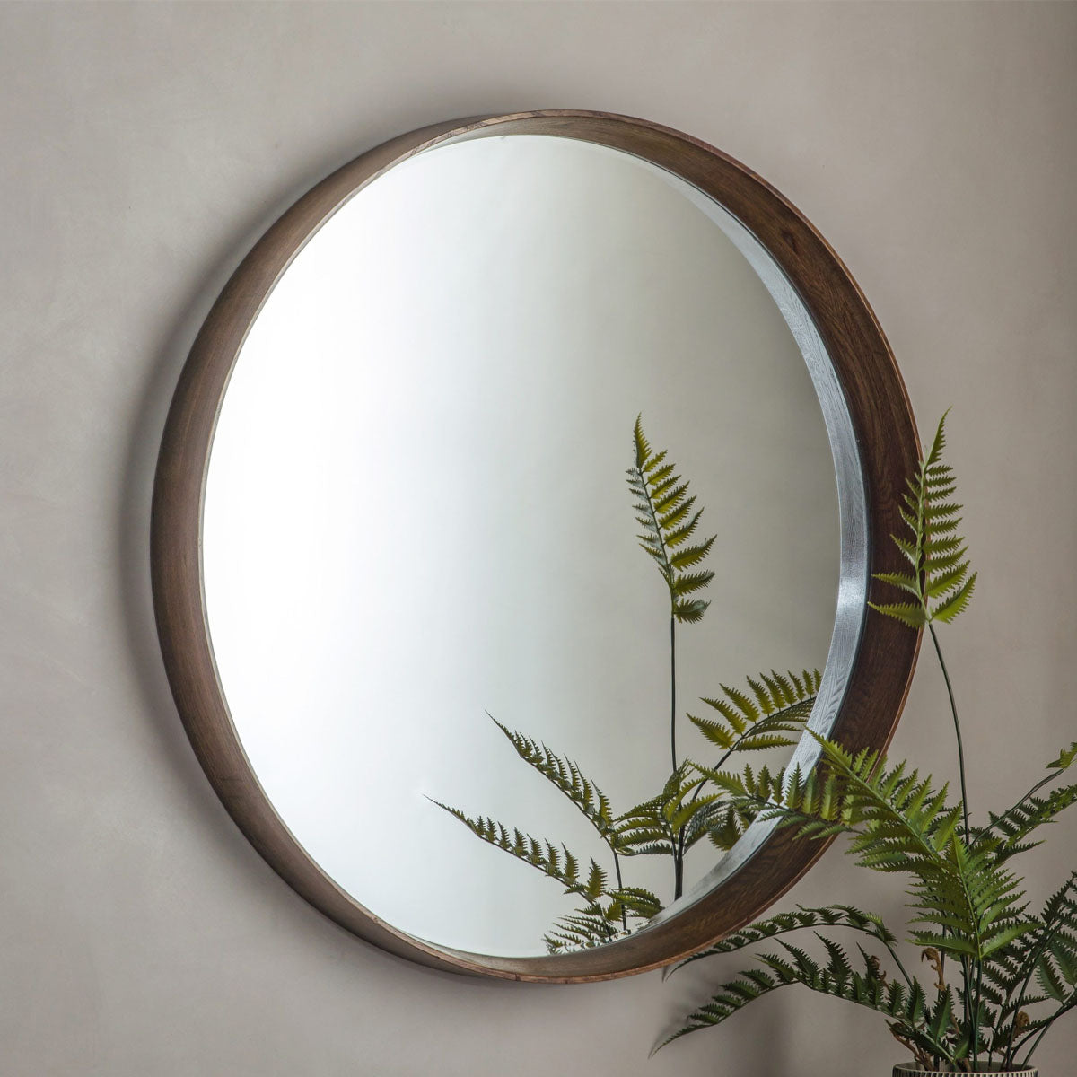 Gallery Direct Keaton Round Mirror Walnut 735x735mm