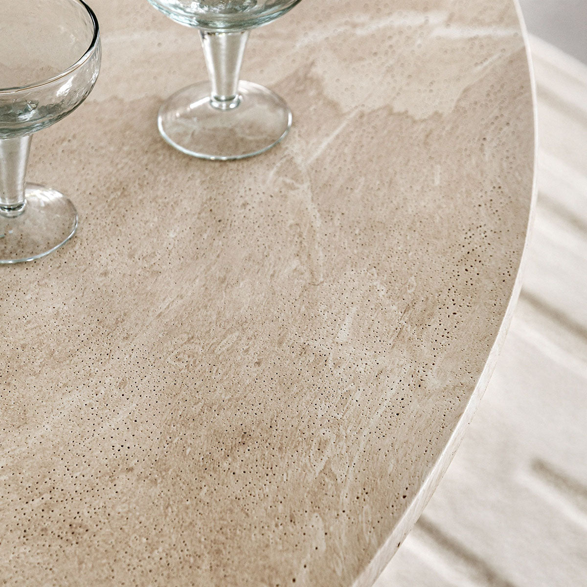 Gallery Direct Pedra Round Dining Table Travertine 1520x1520x760mm