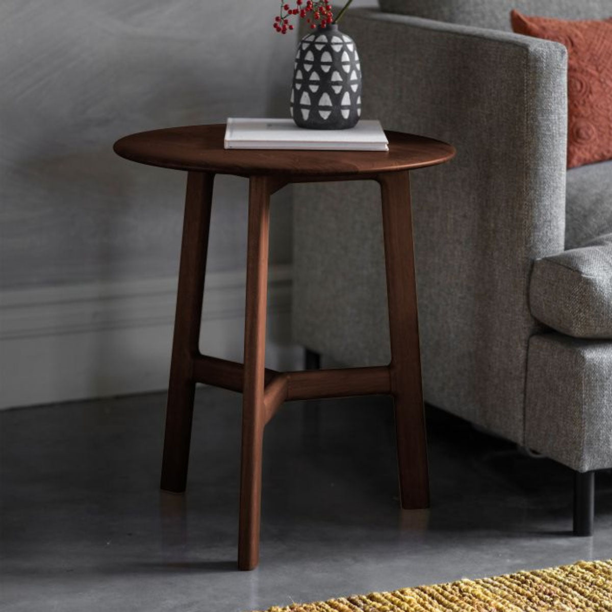 Gallery Direct Madrid Round Side Table Walnut 500x500x575mm