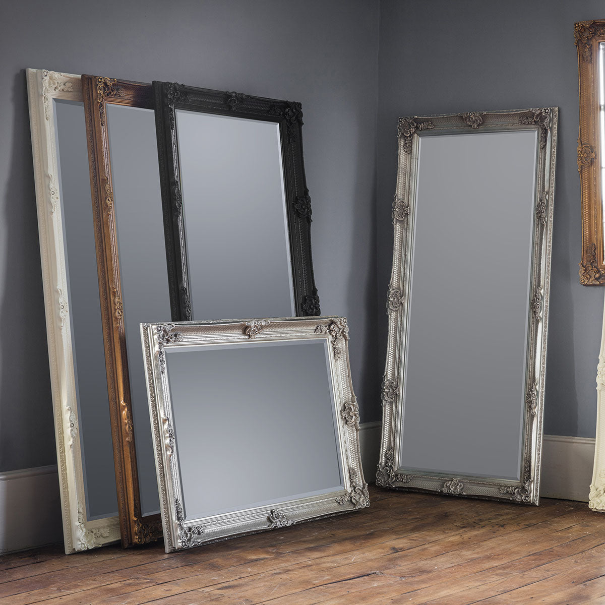 Gallery Direct Abbey Leaner Mirror Black 1650x795mm
