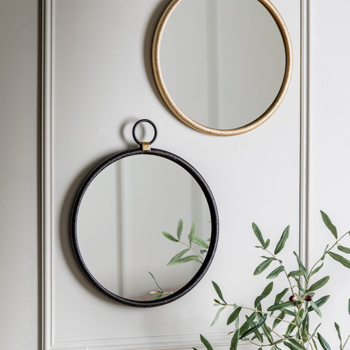 Gallery Direct Bayswater Black Round Mirror 610x700mm