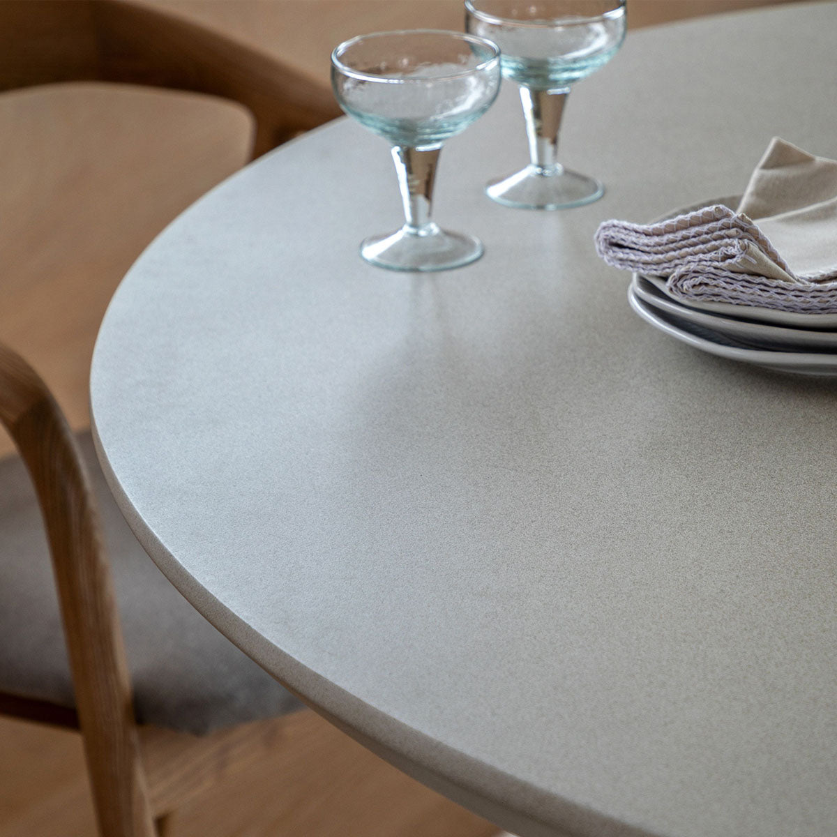 Gallery Direct Pedra Round Dining Table Linen 1524x1524x750mm