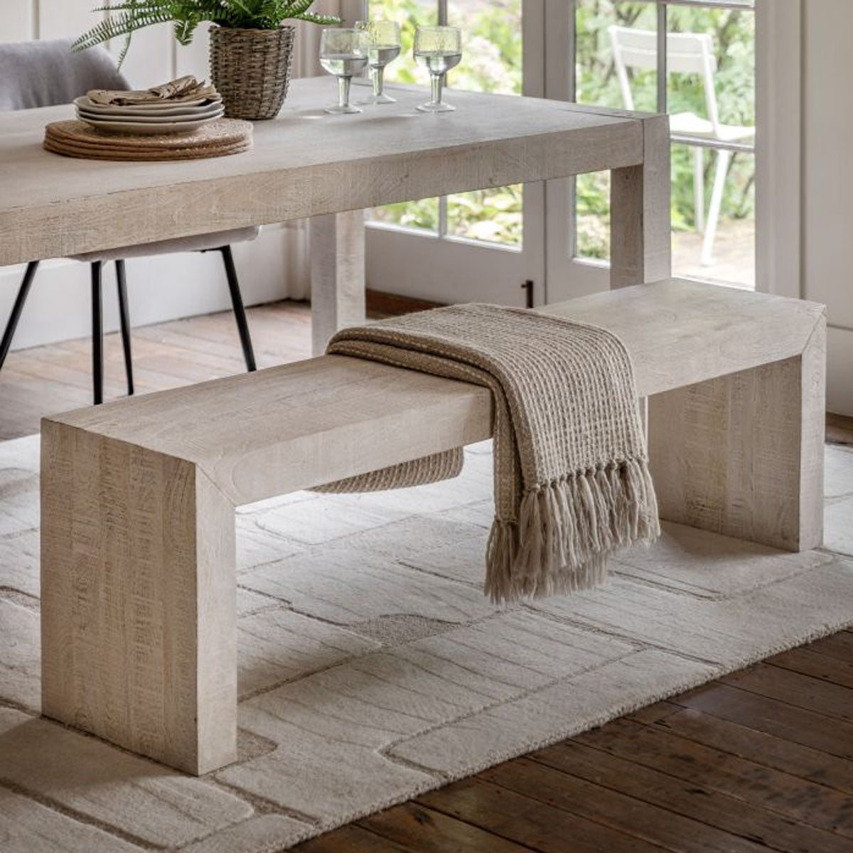 Gallery Direct Iowa Dining Bench Natural 1600x360x450mm